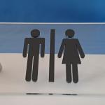 Modern Unisex Restroom Sign – 3mm Clear Acrylic