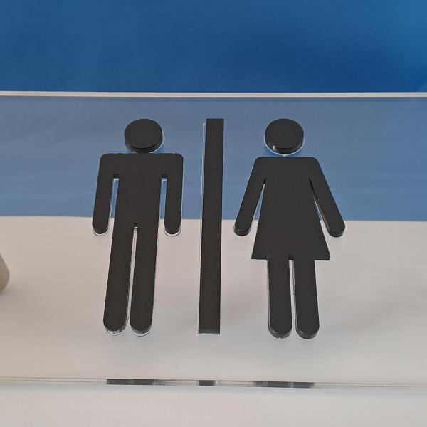 Modern Unisex Restroom Sign – 3mm Clear Acrylic