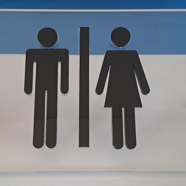 Modern Unisex Restroom Sign – 3mm Clear Acrylic